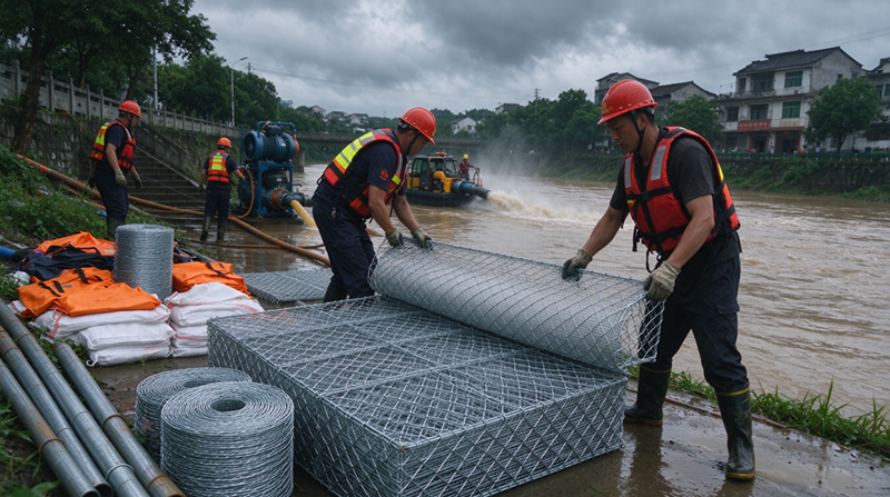 Changshu Jianghe Sel Önleme Ürünleri, İç Moğolistan Acil Drenaj Destek Projesi için Gabion ve Galvanizli Hasır Malzemeleri Teslim Ediyor Changshu Jianghe Sel Önleme Ürünleri, İç Moğolistan Acil Drenaj Destek Projesi için Gabion ve Galvanizli Hasır Malzemeleri Teslim Ediyor